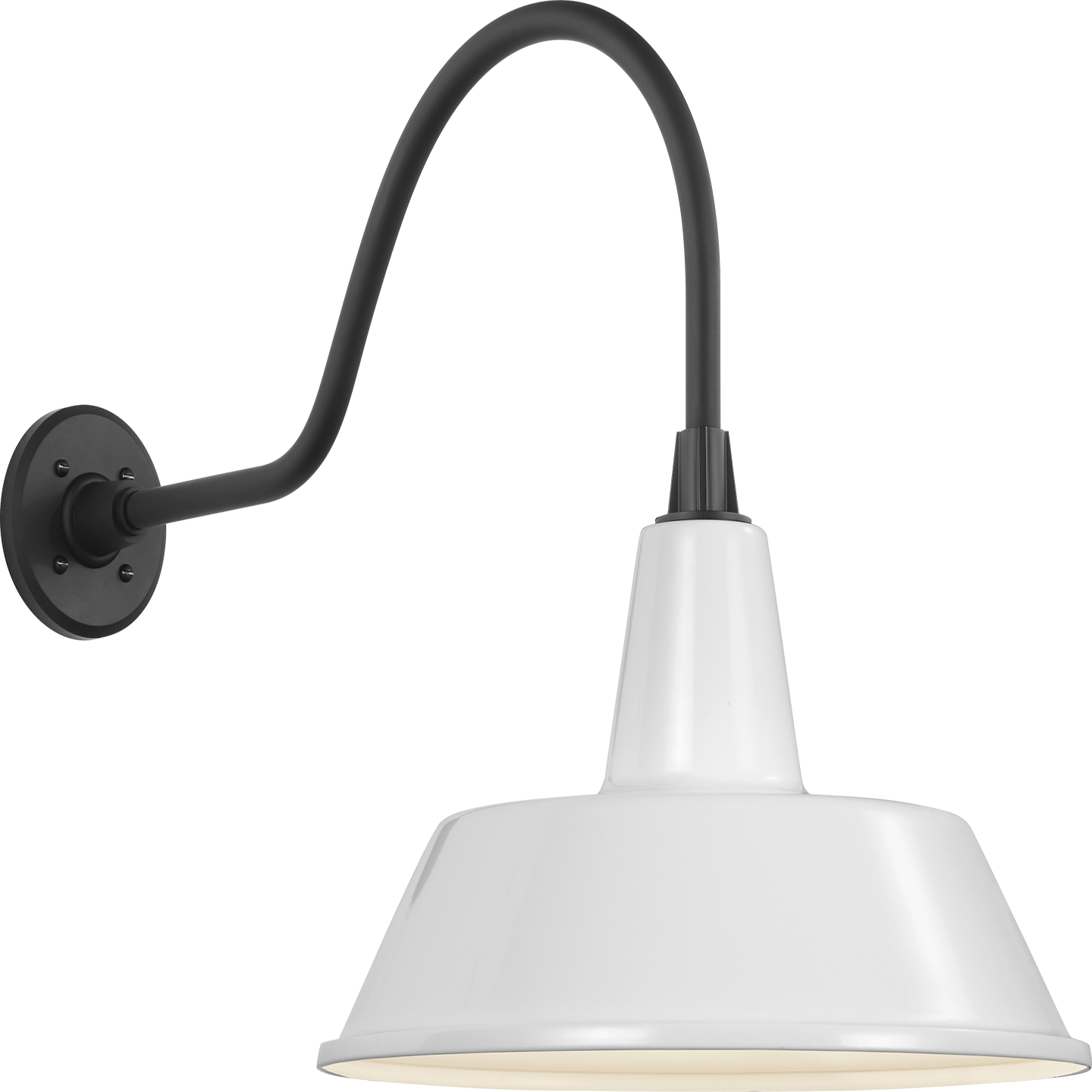 Academy 23" Flynn Barn Light | Matte Black | 16 | 16" White Bowers Shade