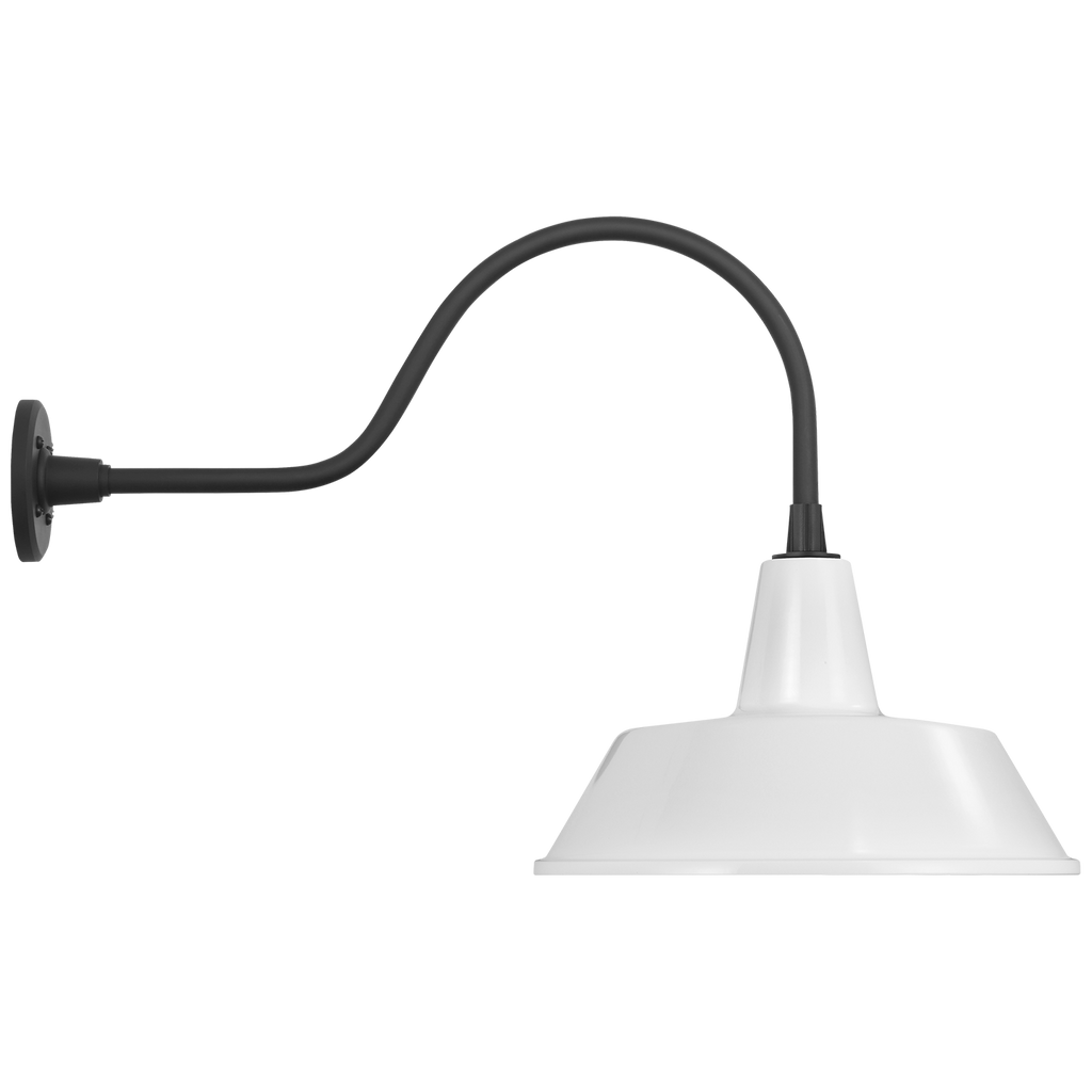 Academy 23" Flynn Barn Light | Matte Black | 16 | 16" White Bowers Shade