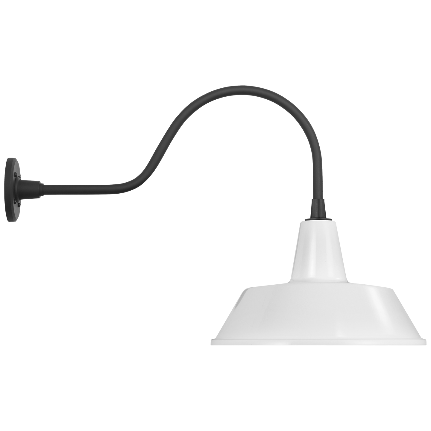 Academy 23" Flynn Barn Light | Matte Black | 16 | 16" White Bowers Shade