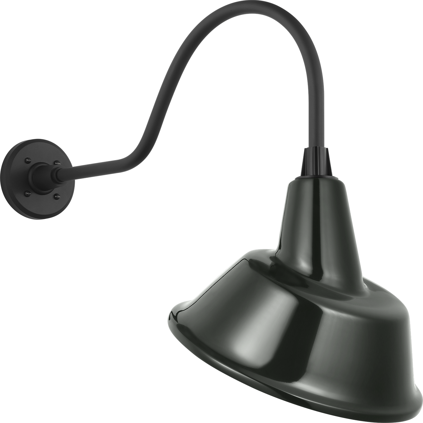 Academy 23" Flynn Barn Light | Matte Black | 12.5 | 12.5" Green Tilted Bowers Shade