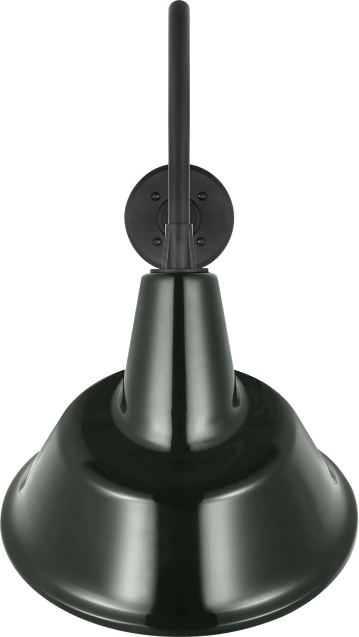 Academy 23" Flynn Barn Light | Matte Black | 12.5 | 12.5" Green Tilted Bowers Shade