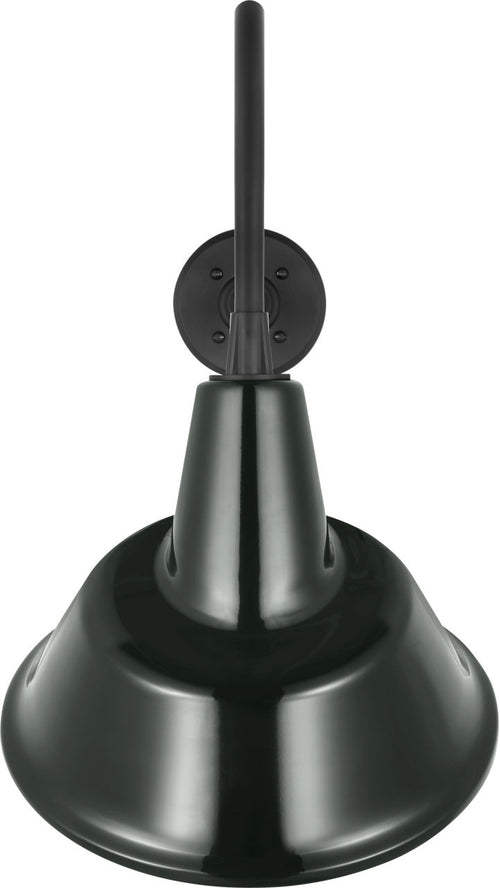 Academy 23" Flynn Barn Light | Matte Black | 12.5 | 12.5" Green Tilted Bowers Shade