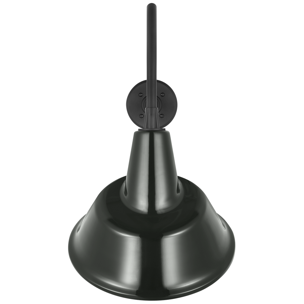 Academy 23" Flynn Barn Light | Matte Black | 12.5 | 12.5" Green Tilted Bowers Shade