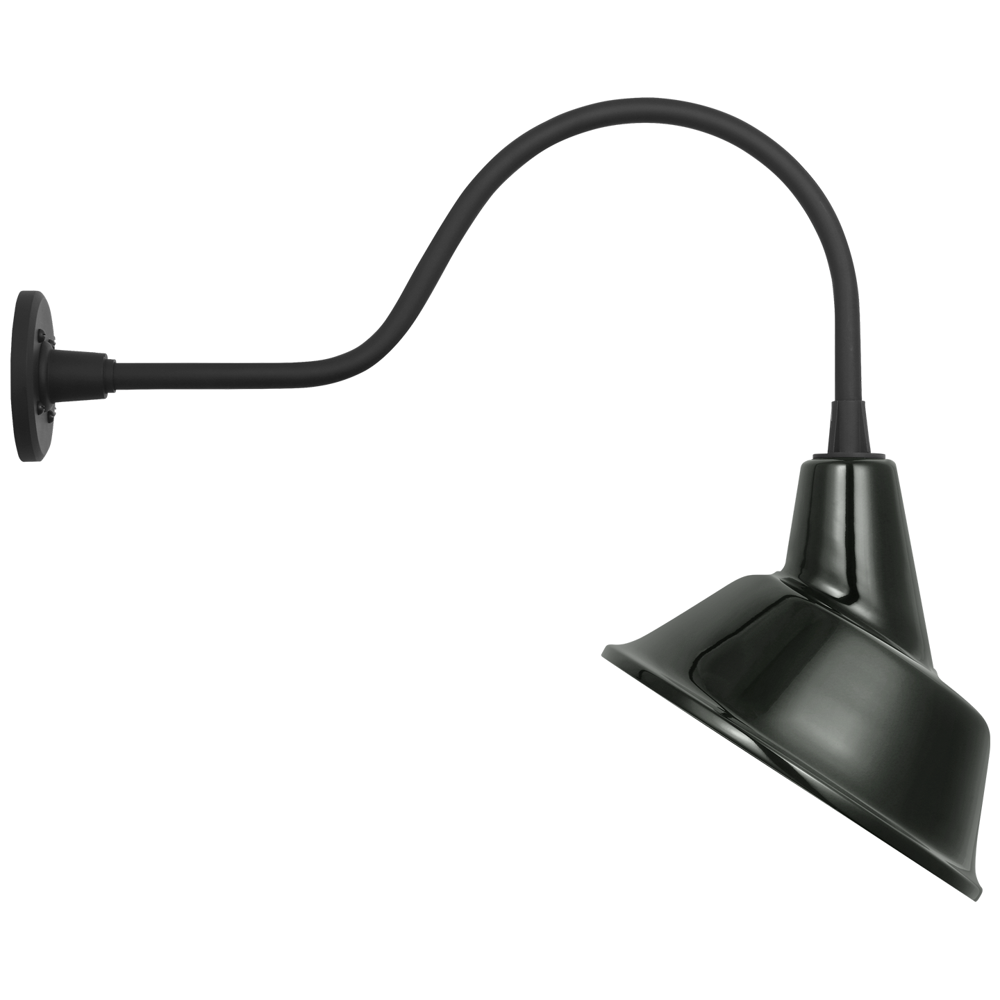 Academy 23" Flynn Barn Light | Matte Black | 12.5 | 12.5" Green Tilted Bowers Shade