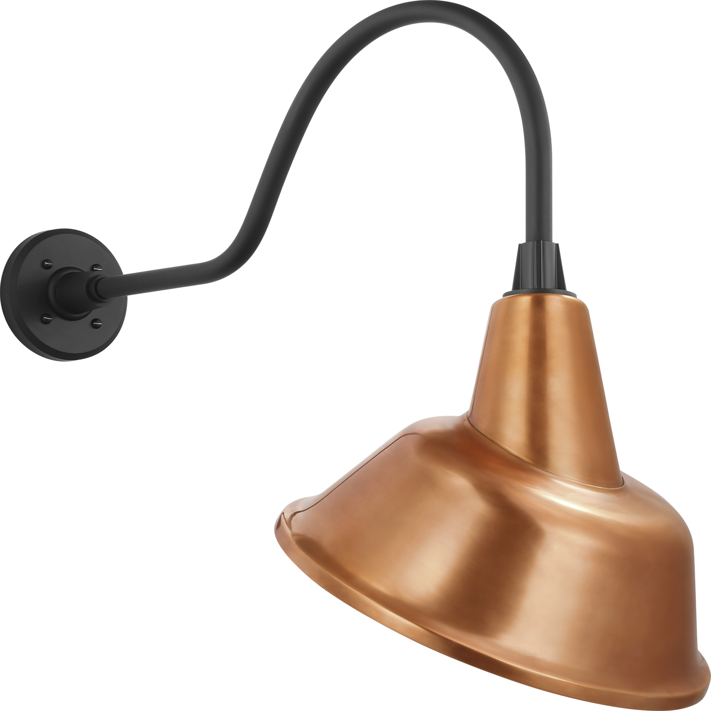 Academy 23" Flynn Barn Light | Matte Black | 12.5 | 12.5" Soft Copper Tilted Bowers Shade