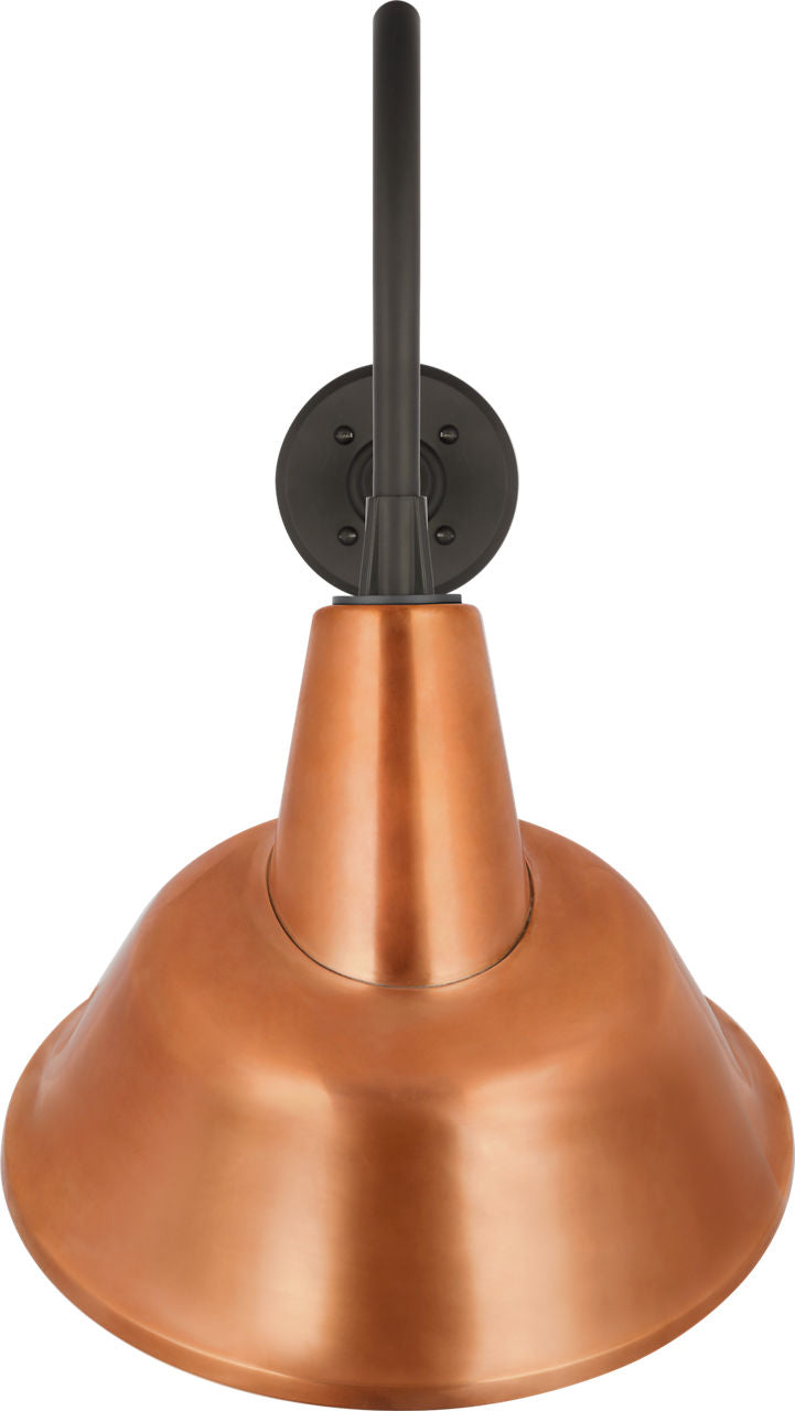 Academy 23" Flynn Barn Light | Matte Black | 12.5 | 12.5" Soft Copper Tilted Bowers Shade