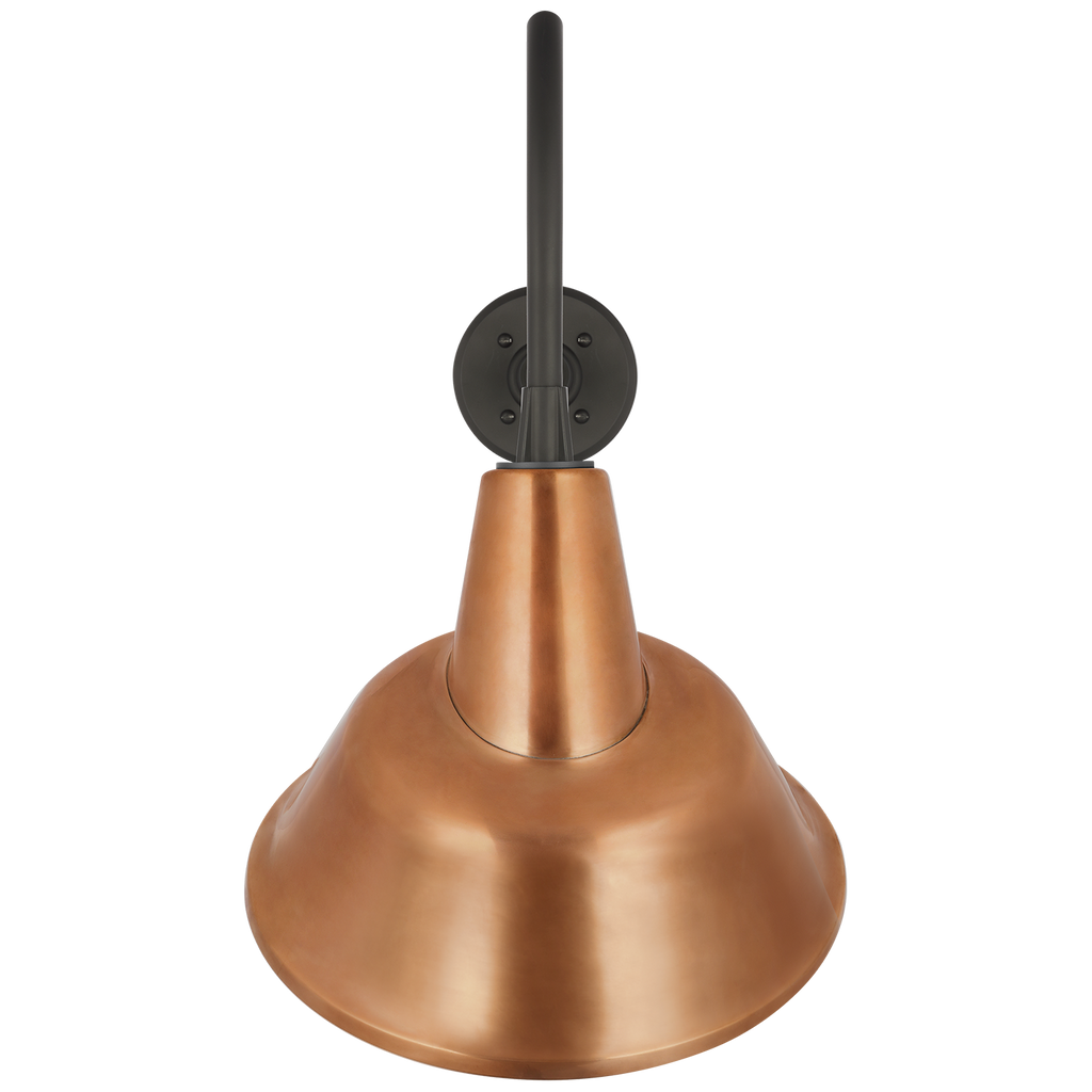 Academy 23" Flynn Barn Light | Matte Black | 12.5 | 12.5" Soft Copper Tilted Bowers Shade