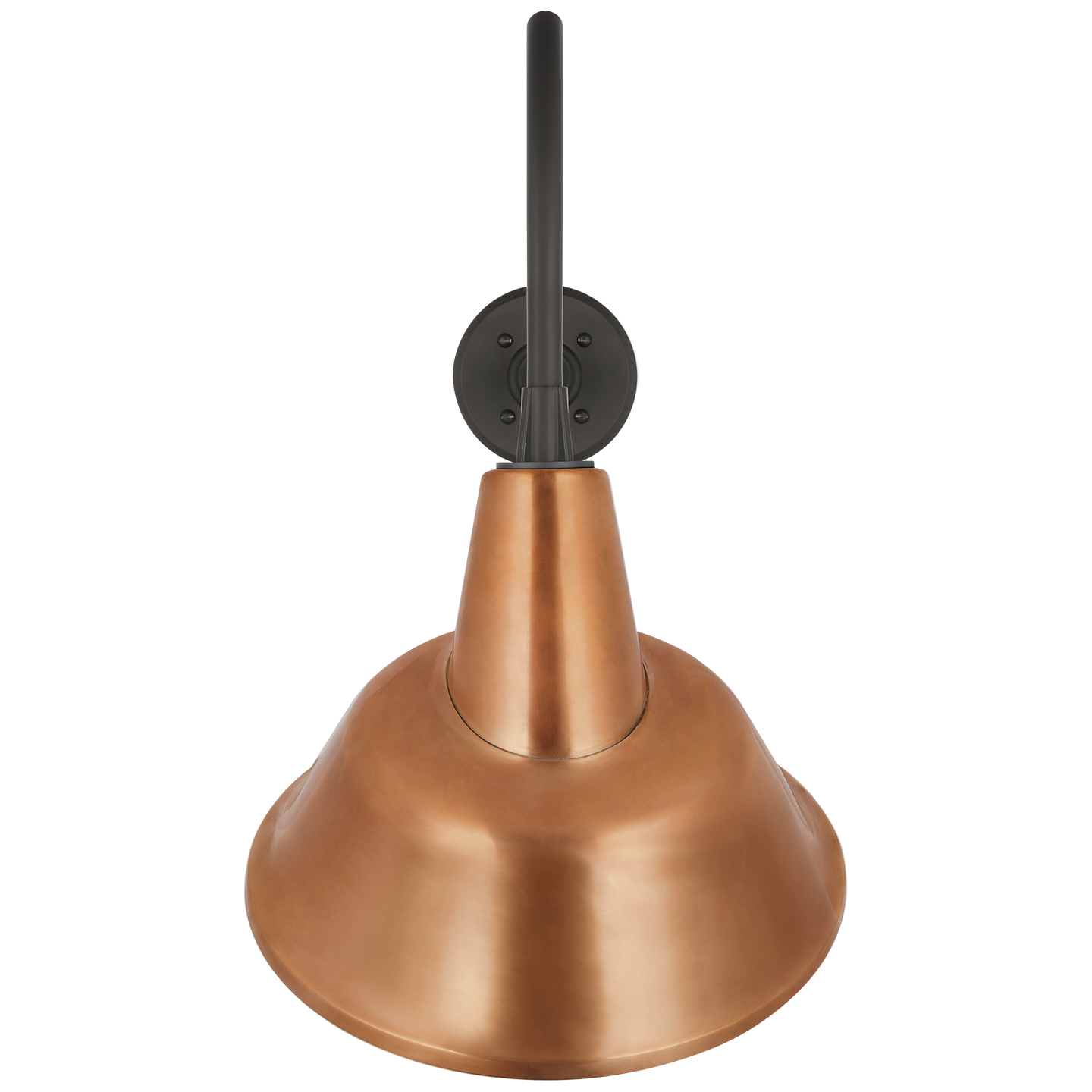 Academy 23" Flynn Barn Light | Matte Black | 12.5 | 12.5" Soft Copper Tilted Bowers Shade