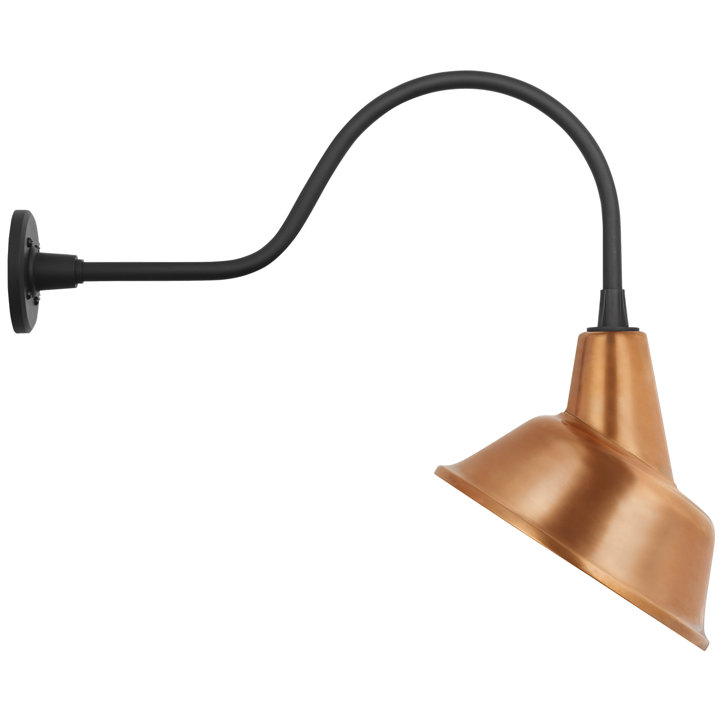 Academy 23" Flynn Barn Light | Matte Black | 12.5 | 12.5" Soft Copper Tilted Bowers Shade