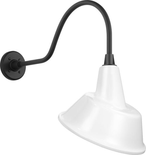 Academy 23" Flynn Barn Light | Matte Black | 12.5 | 12.5" White Tilted Bowers Shade