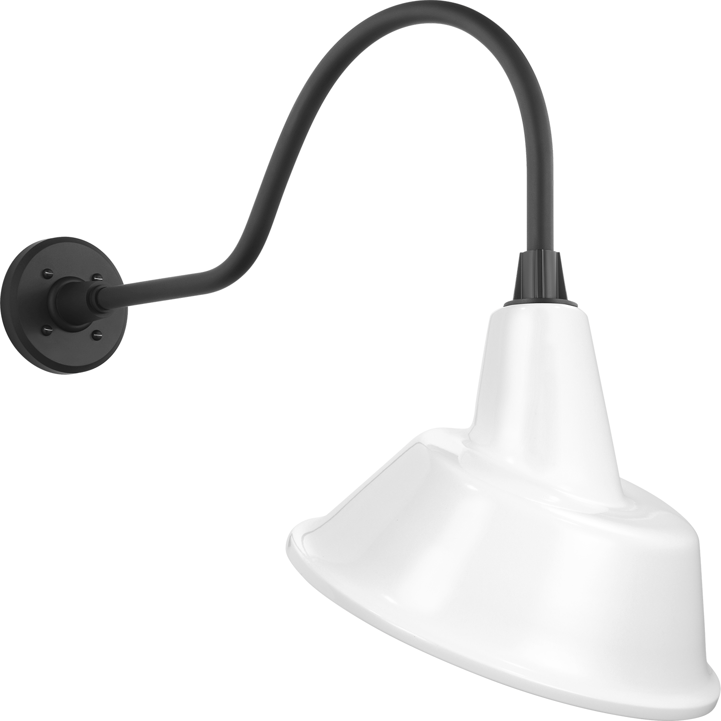 Academy 23" Flynn Barn Light | Matte Black | 12.5 | 12.5" White Tilted Bowers Shade