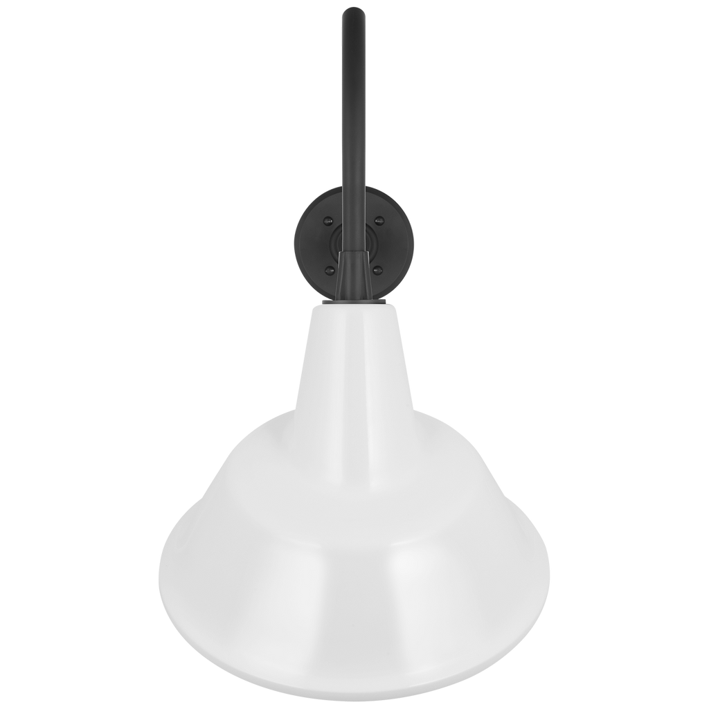 Academy 23" Flynn Barn Light | Matte Black | 12.5 | 12.5" White Tilted Bowers Shade