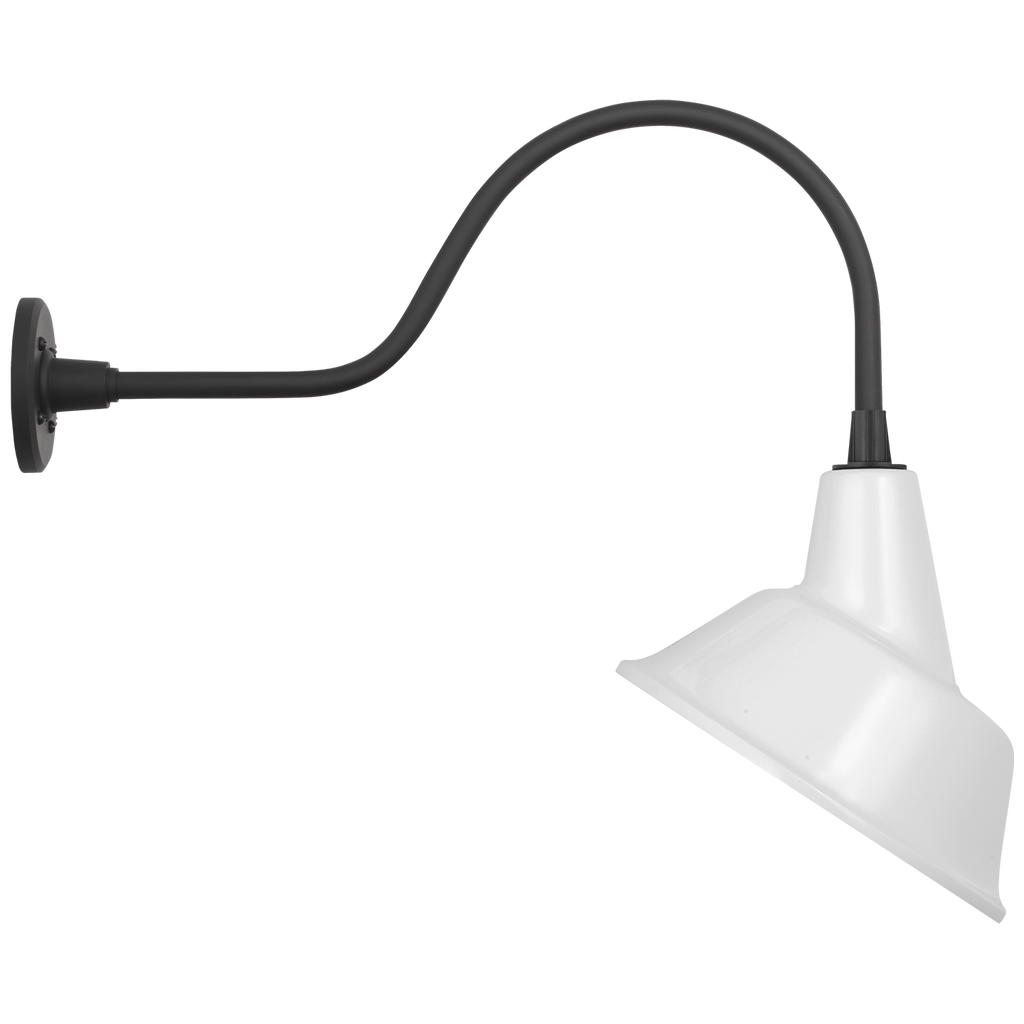 Academy 23" Flynn Barn Light | Matte Black | 12.5 | 12.5" White Tilted Bowers Shade