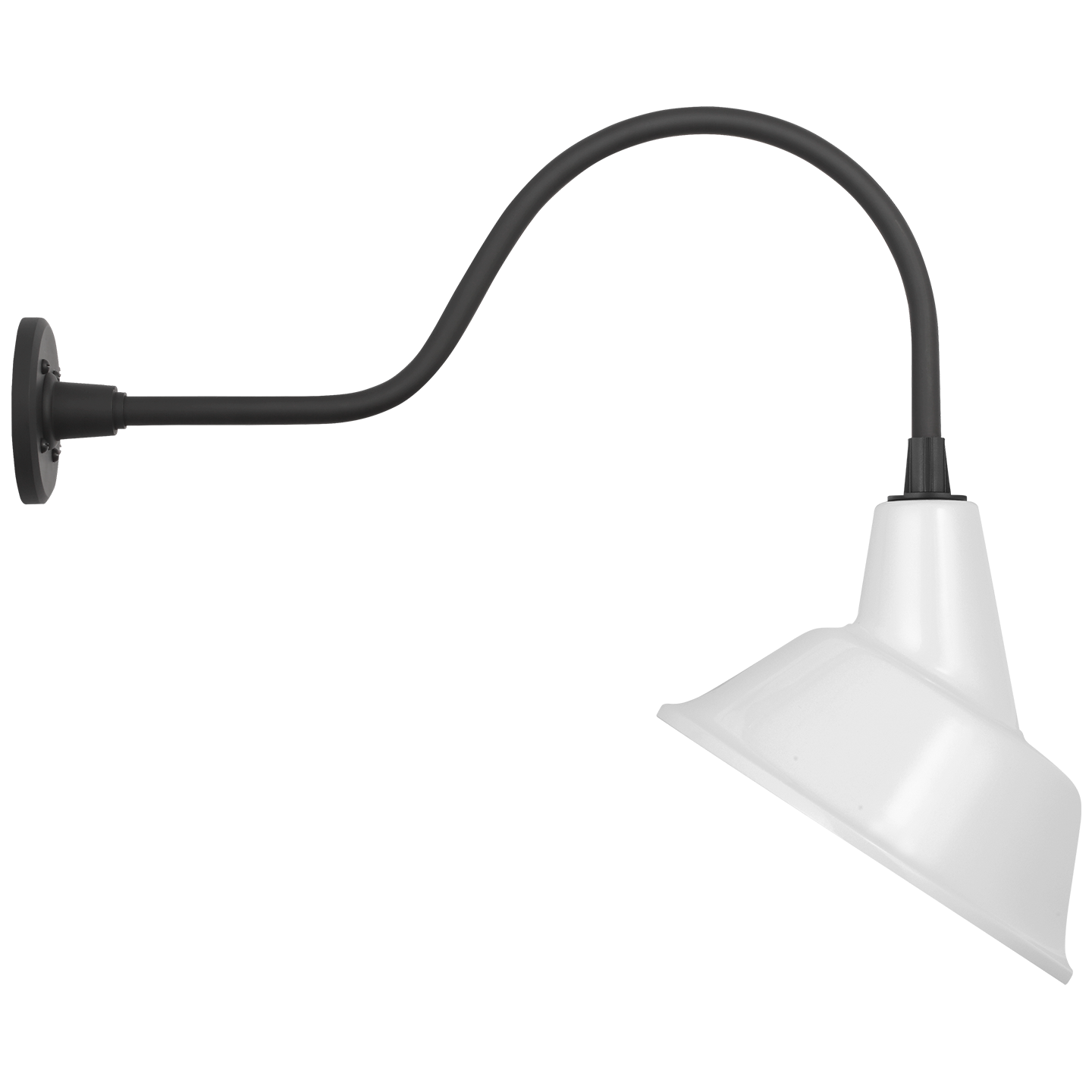 Academy 23" Flynn Barn Light | Matte Black | 12.5 | 12.5" White Tilted Bowers Shade