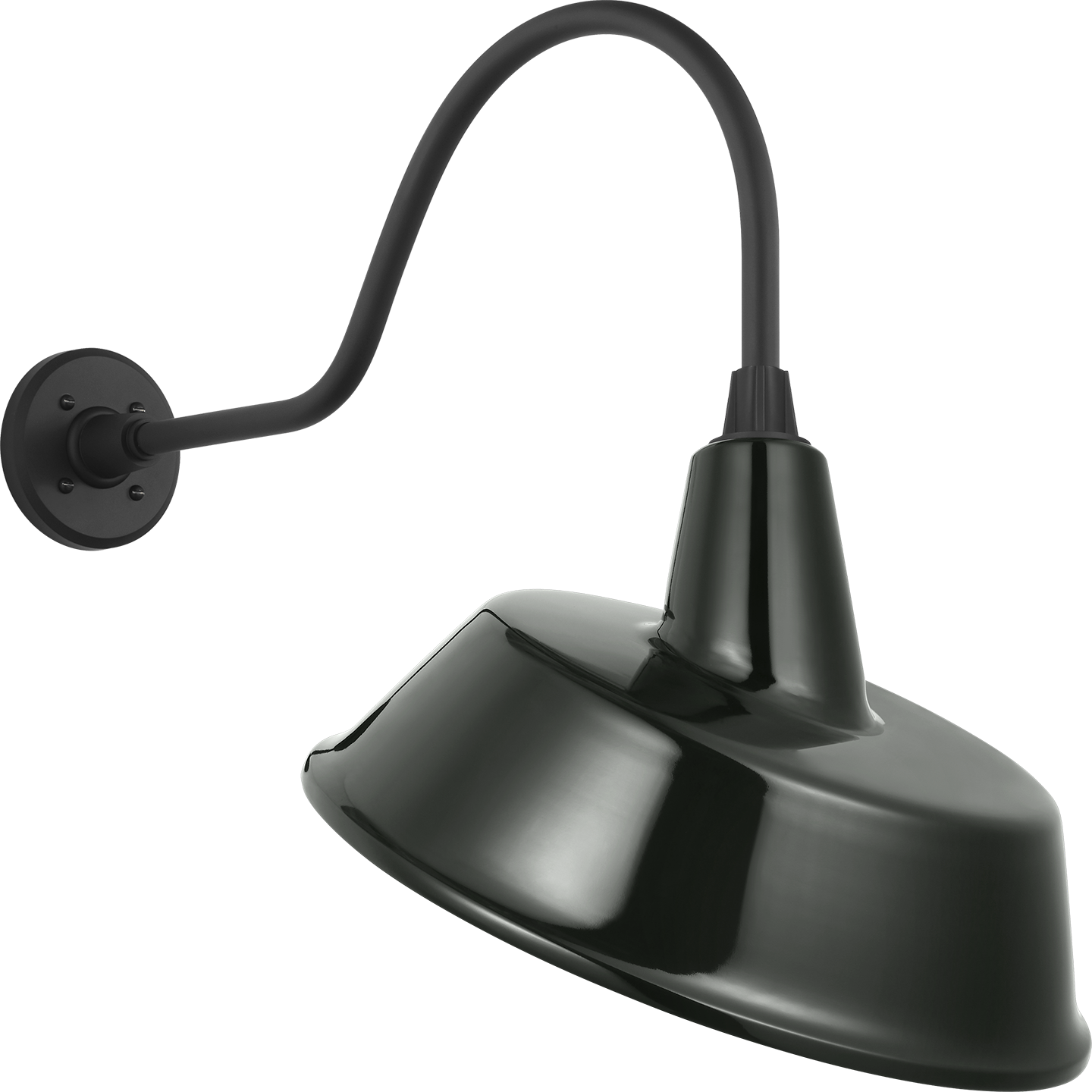Academy 23" Flynn Barn Light | Matte Black | 16 | 16" Green Tilted Bowers Shade