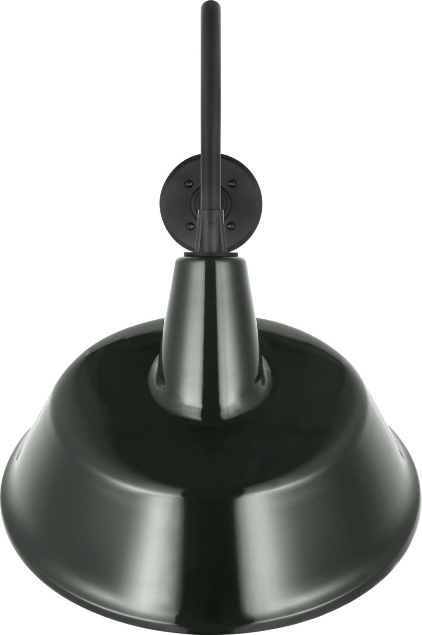 Academy 23" Flynn Barn Light | Matte Black | 16 | 16" Green Tilted Bowers Shade