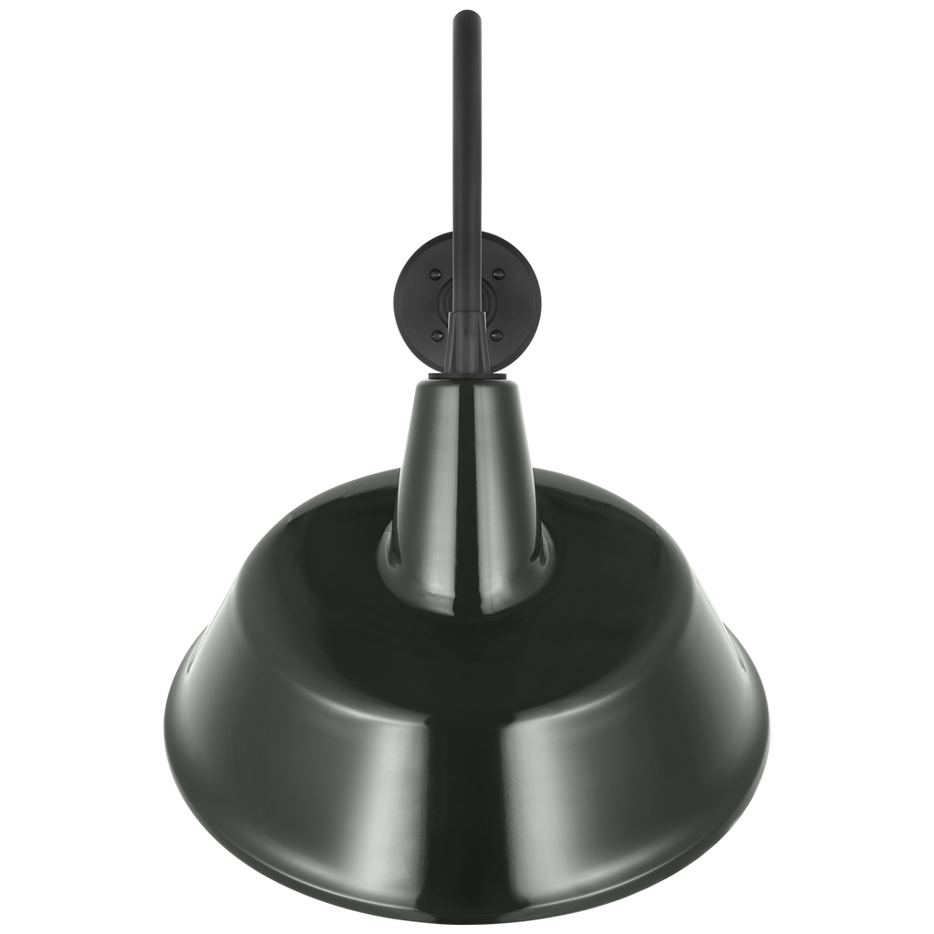 Academy 23" Flynn Barn Light | Matte Black | 16 | 16" Green Tilted Bowers Shade