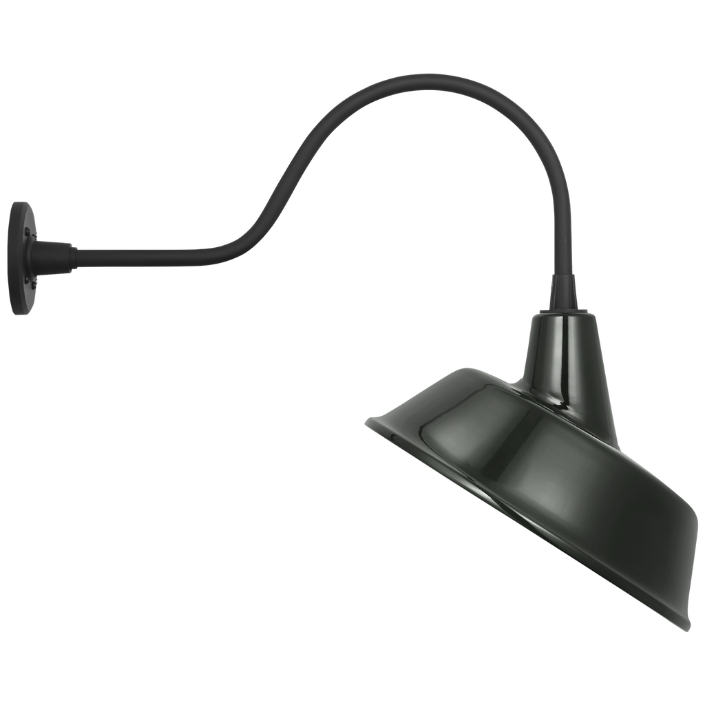 Academy 23" Flynn Barn Light | Matte Black | 16 | 16" Green Tilted Bowers Shade