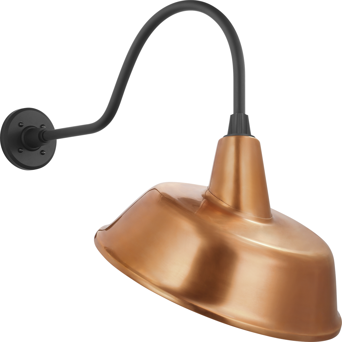 Academy 23" Flynn Barn Light | Matte Black | 16 | 16" Soft Copper Tilted Bowers Shade