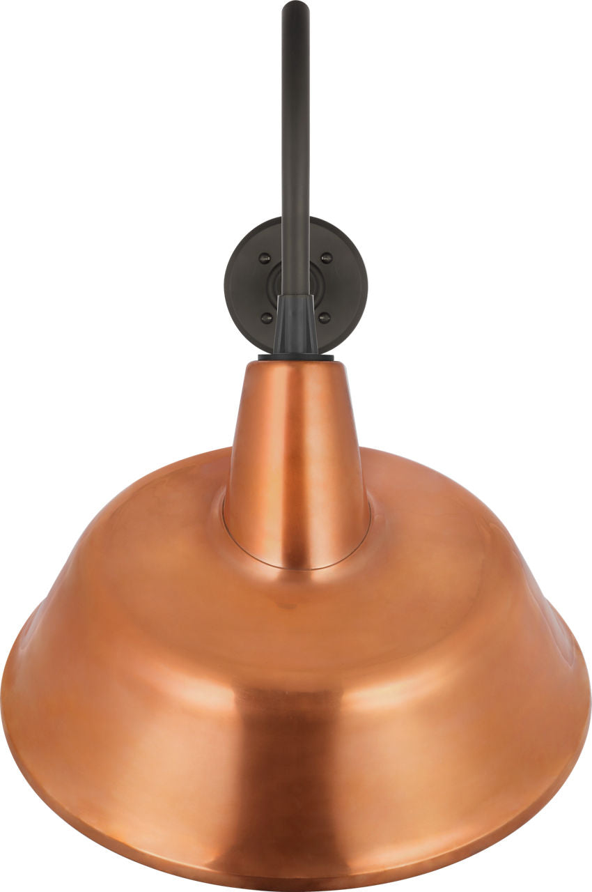 Academy 23" Flynn Barn Light | Matte Black | 16 | 16" Soft Copper Tilted Bowers Shade