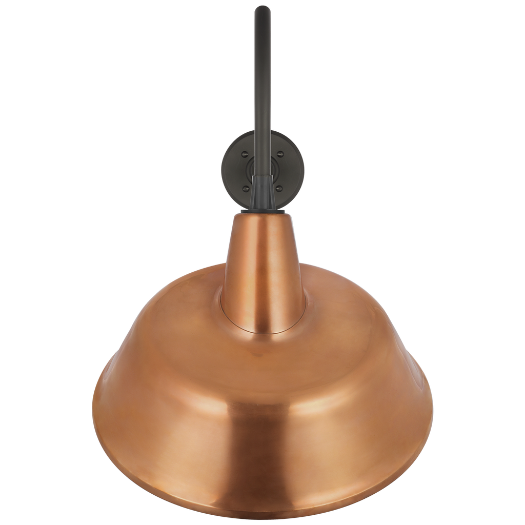 Academy 23" Flynn Barn Light | Matte Black | 16 | 16" Soft Copper Tilted Bowers Shade