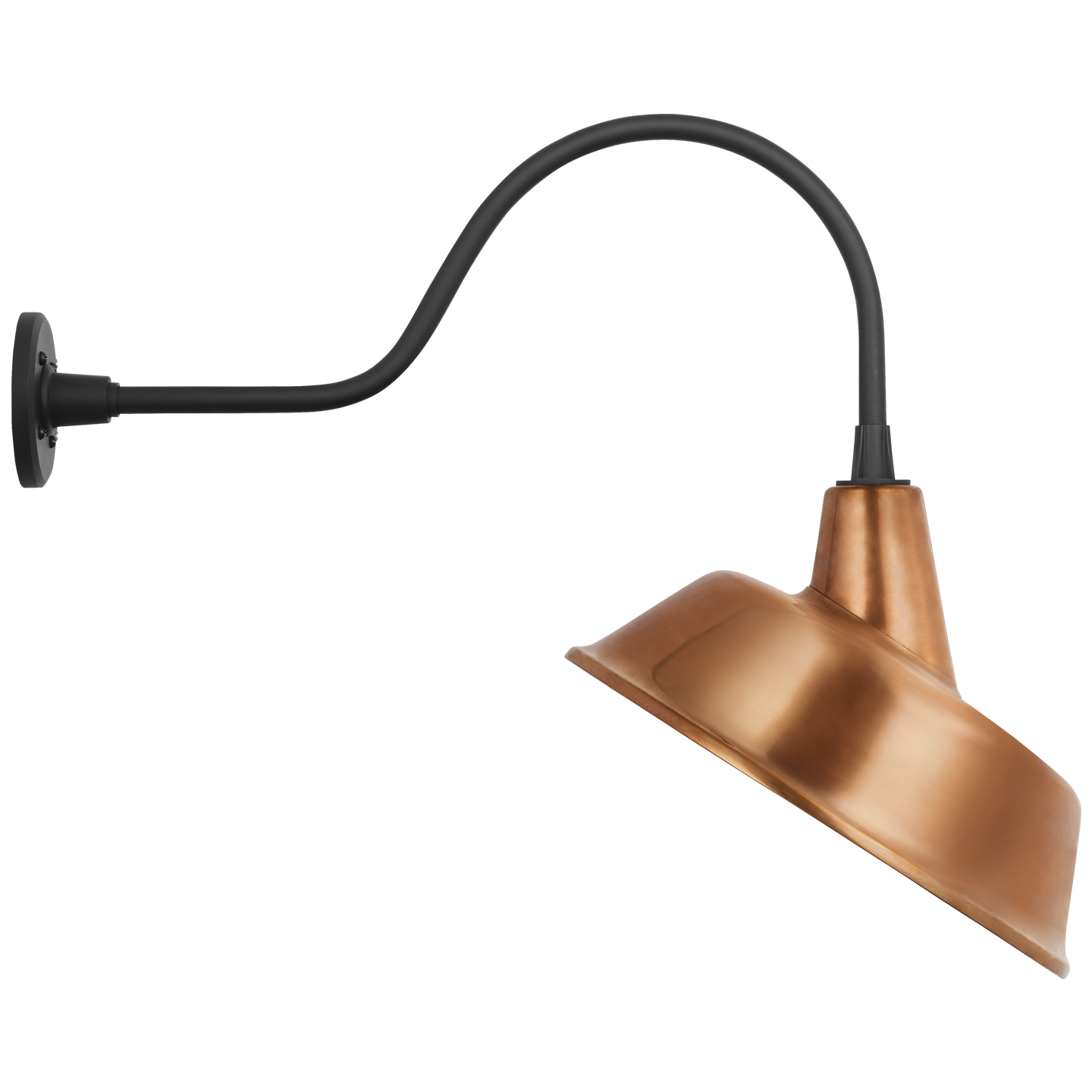 Academy 23" Flynn Barn Light | Matte Black | 16 | 16" Soft Copper Tilted Bowers Shade