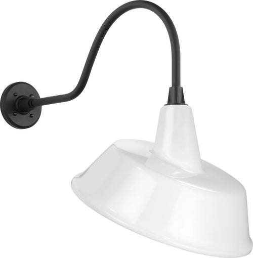 Academy 23" Flynn Barn Light | Matte Black | 16 | 16" White Tilted Bowers Shade
