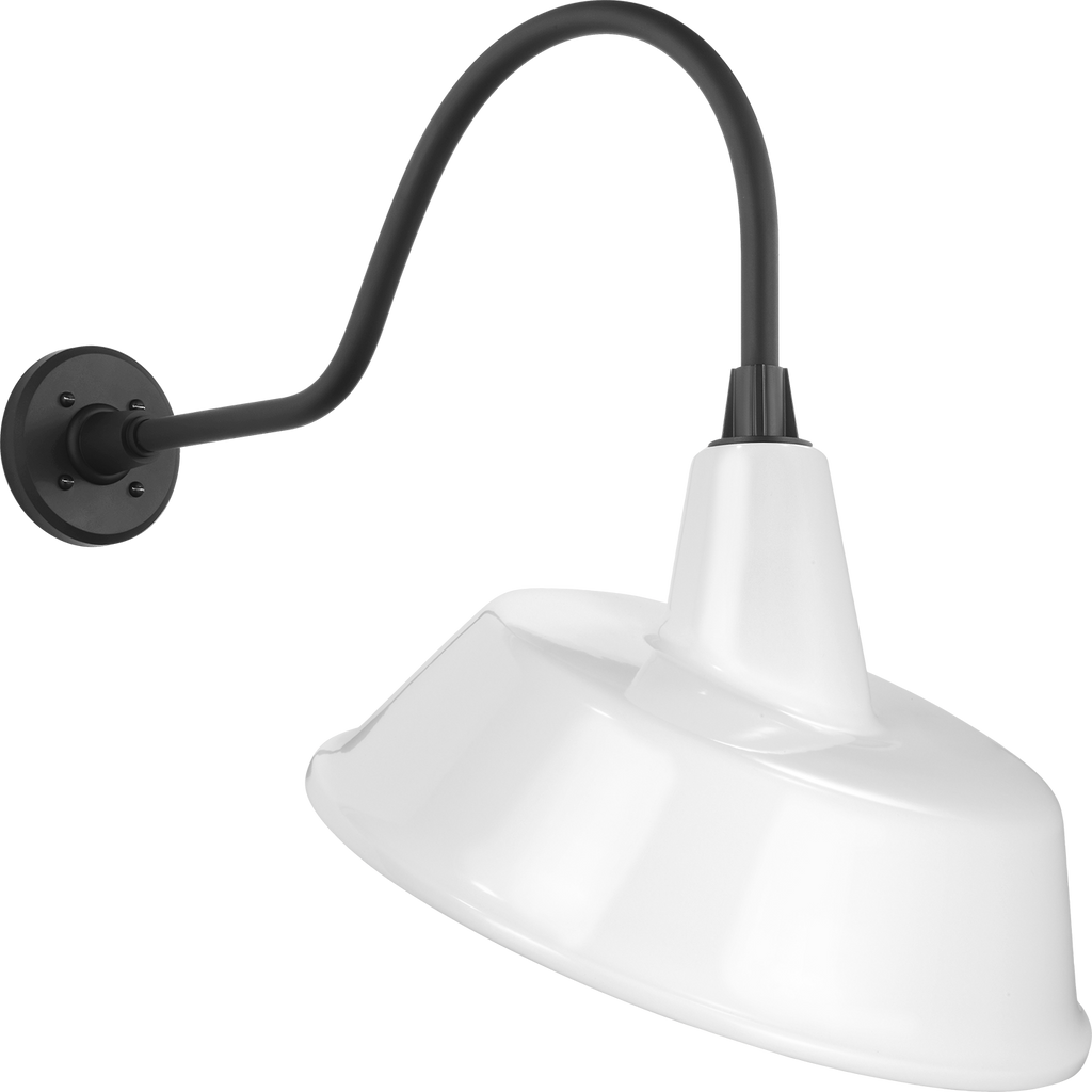 Academy 23" Flynn Barn Light | Matte Black | 16 | 16" White Tilted Bowers Shade
