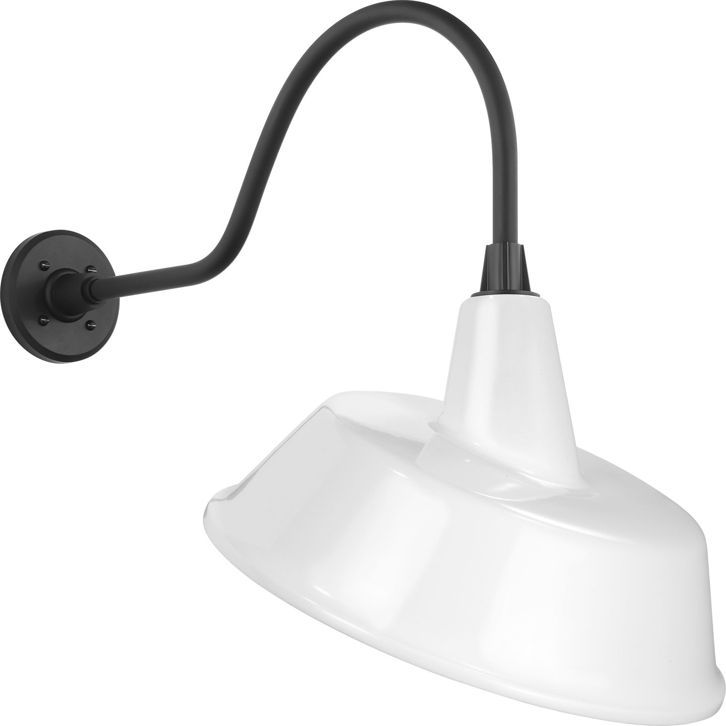 Academy 23" Flynn Barn Light | Matte Black | 16 | 16" White Tilted Bowers Shade