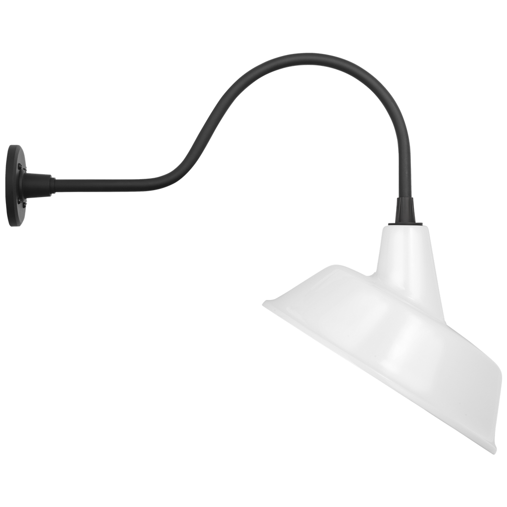 Academy 23" Flynn Barn Light | Matte Black | 16 | 16" White Tilted Bowers Shade