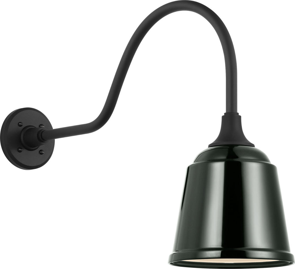 Academy 23" Flynn Barn Light | Matte Black | 8 | 8" Green Rockhouse Shade