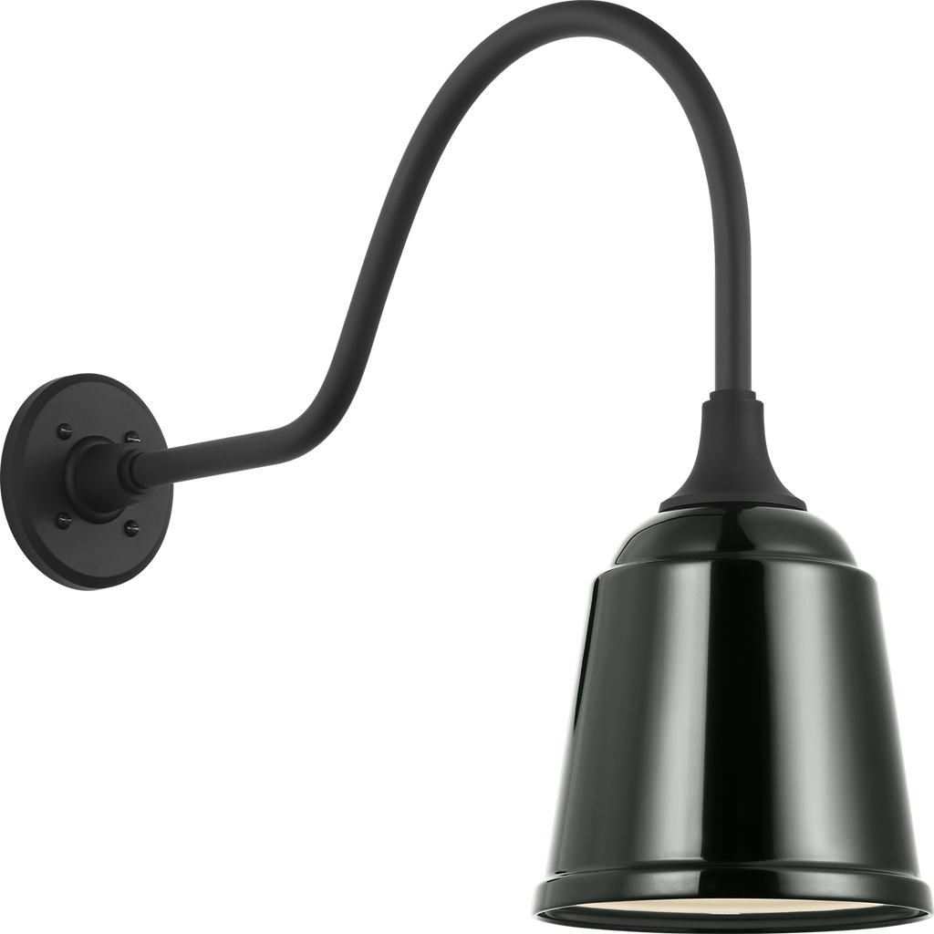 Academy 23" Flynn Barn Light | Matte Black | 8 | 8" Green Rockhouse Shade