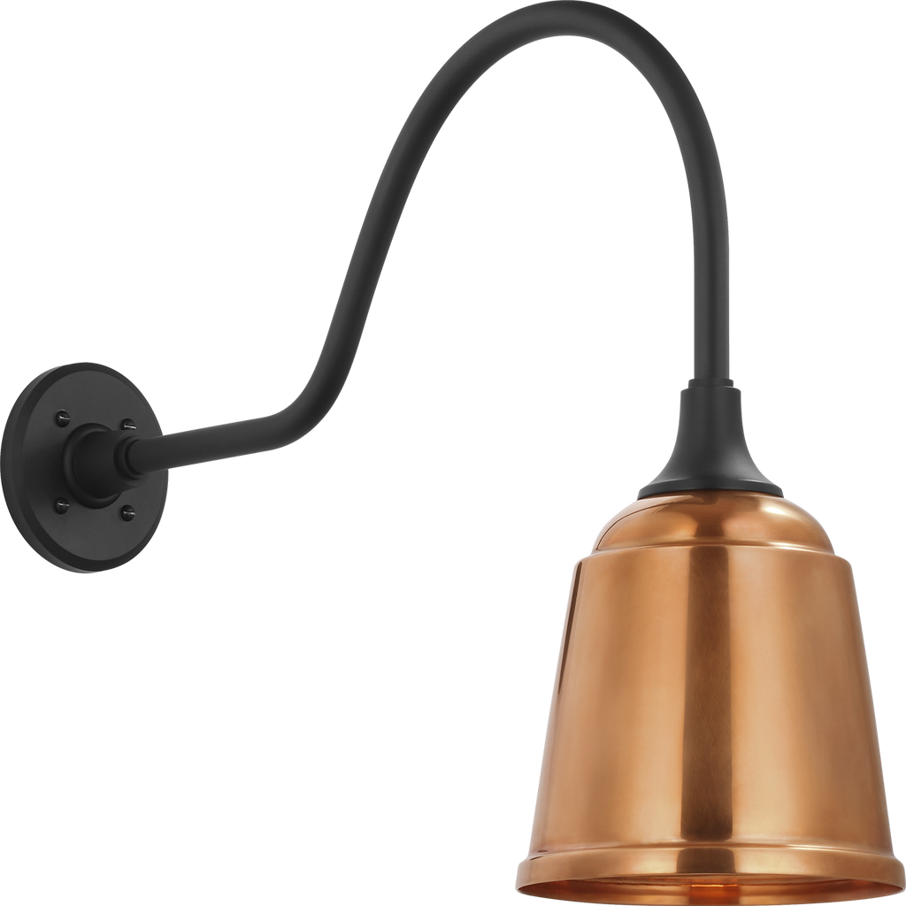 Academy 23" Flynn Barn Light | Matte Black | 8 | 8" Soft Copper Rockhouse Shade