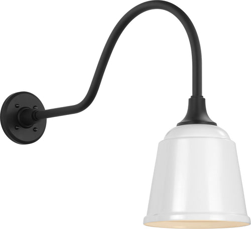 Academy 23" Flynn Barn Light | Matte Black | 8 | 8" White Rockhouse Shade