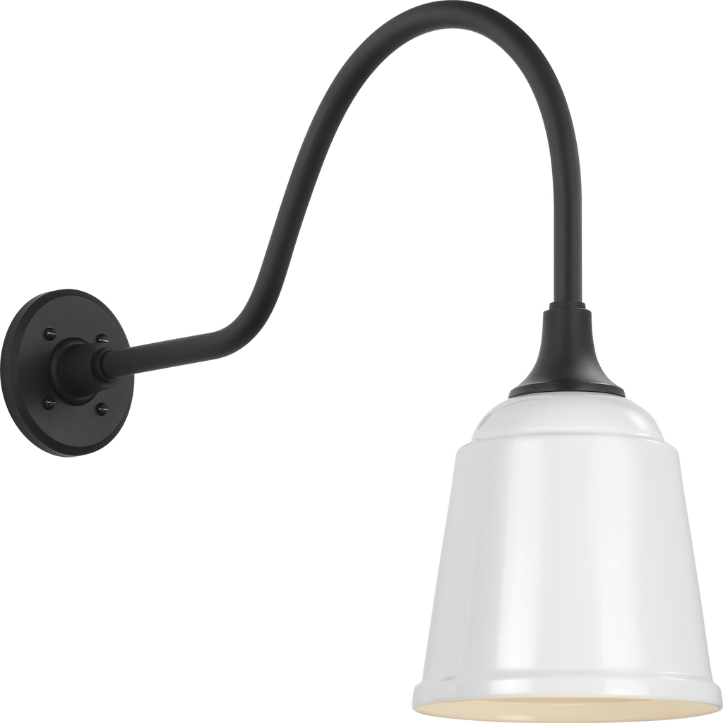 Academy 23" Flynn Barn Light | Matte Black | 8 | 8" White Rockhouse Shade