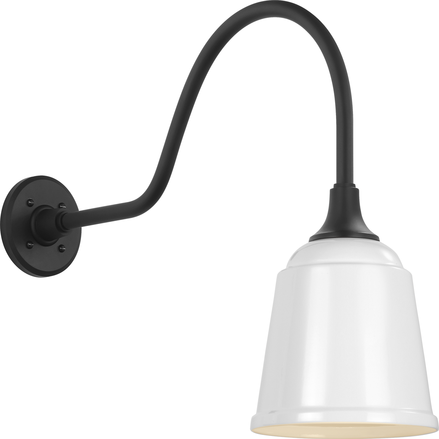 Academy 23" Flynn Barn Light | Matte Black | 8 | 8" White Rockhouse Shade