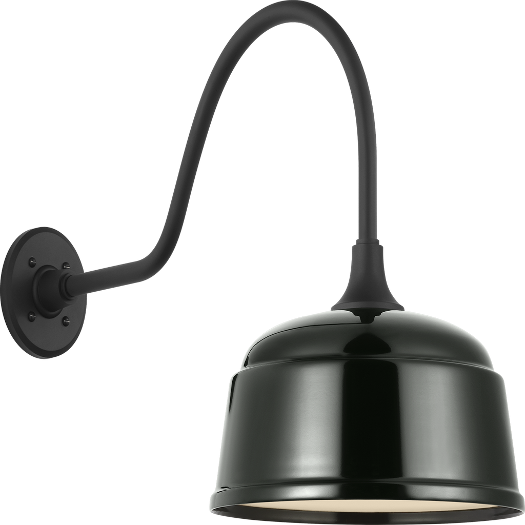 Academy 23" Flynn Barn Light | Matte Black | 12.5 | 12.5" Green Rockhouse Shade