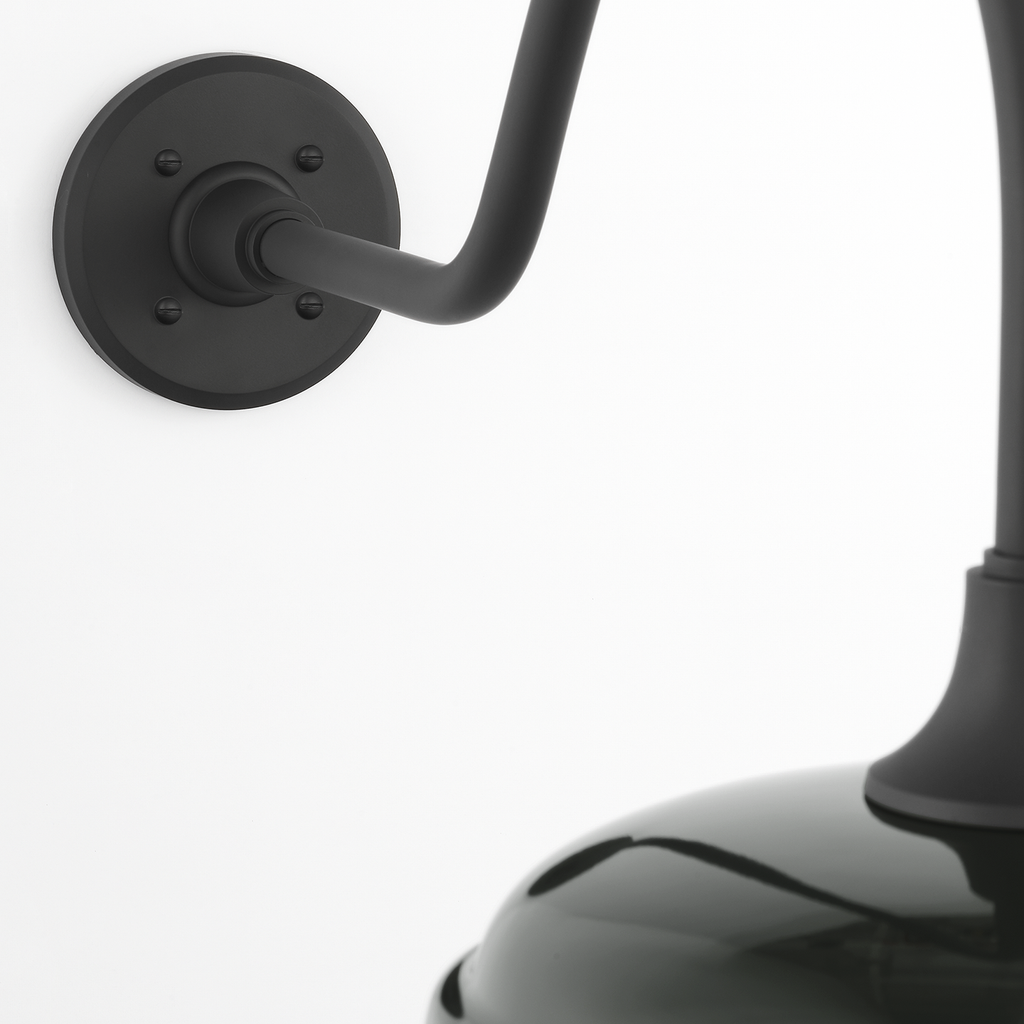 Academy 23" Flynn Barn Light | Matte Black | 12.5 | 12.5" Green Rockhouse Shade