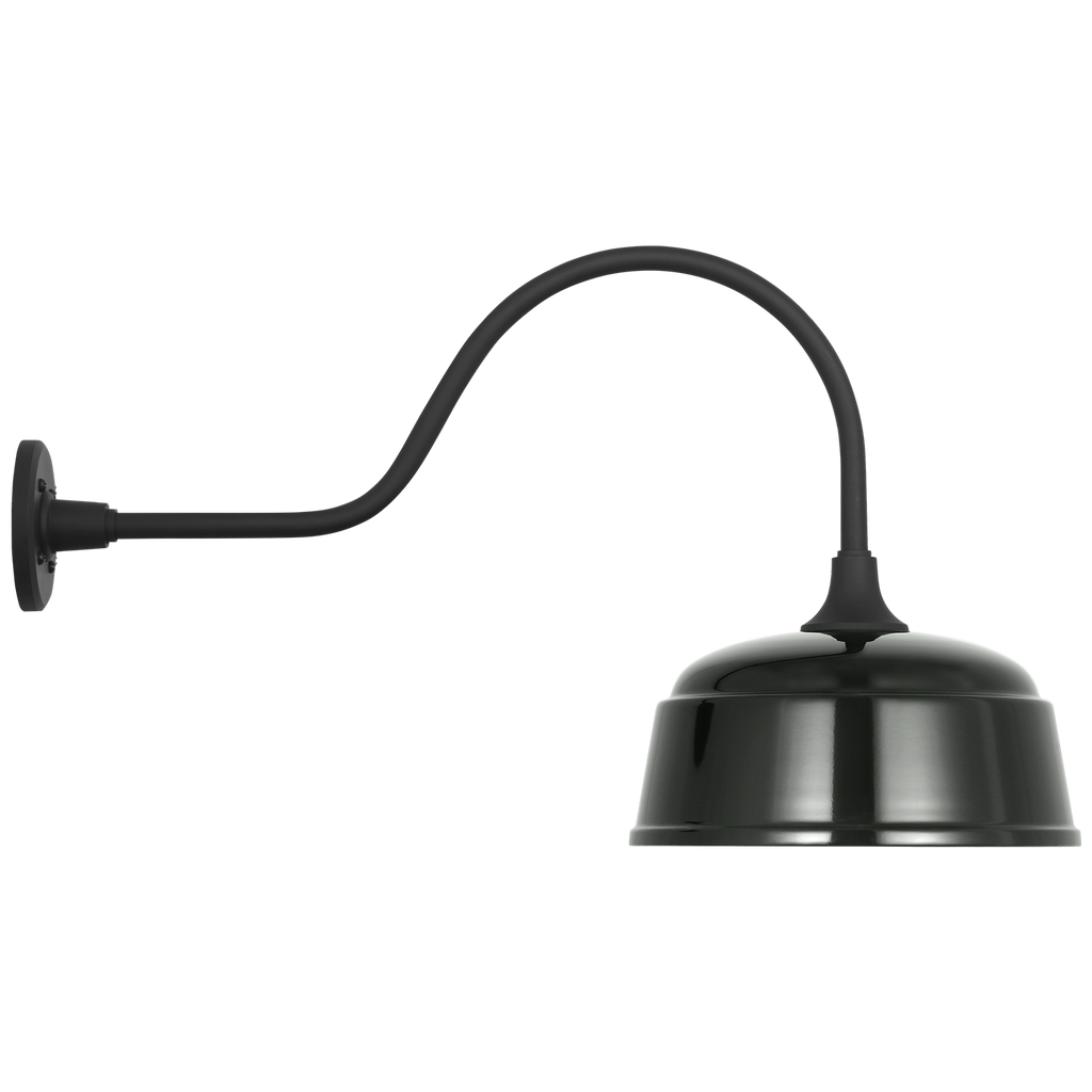 Academy 23" Flynn Barn Light | Matte Black | 12.5 | 12.5" Green Rockhouse Shade