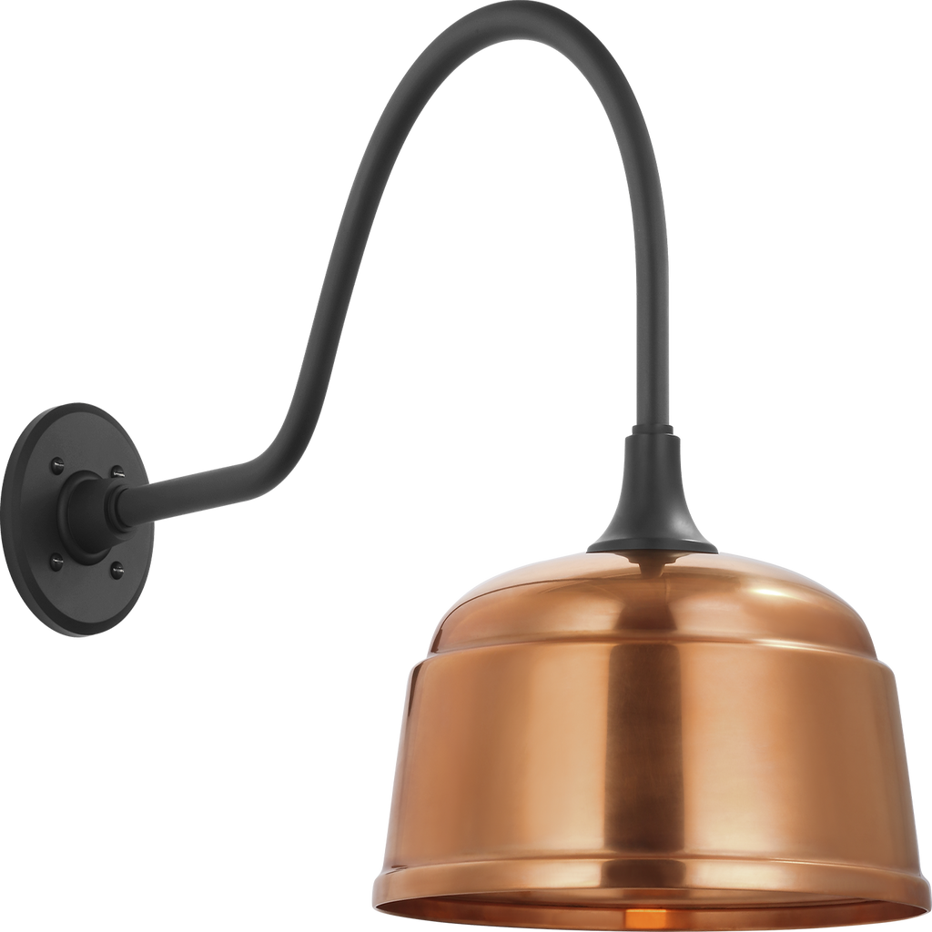 Academy 23" Flynn Barn Light | Matte Black | 12.5 | 12.5" Soft Copper Rockhouse Shade