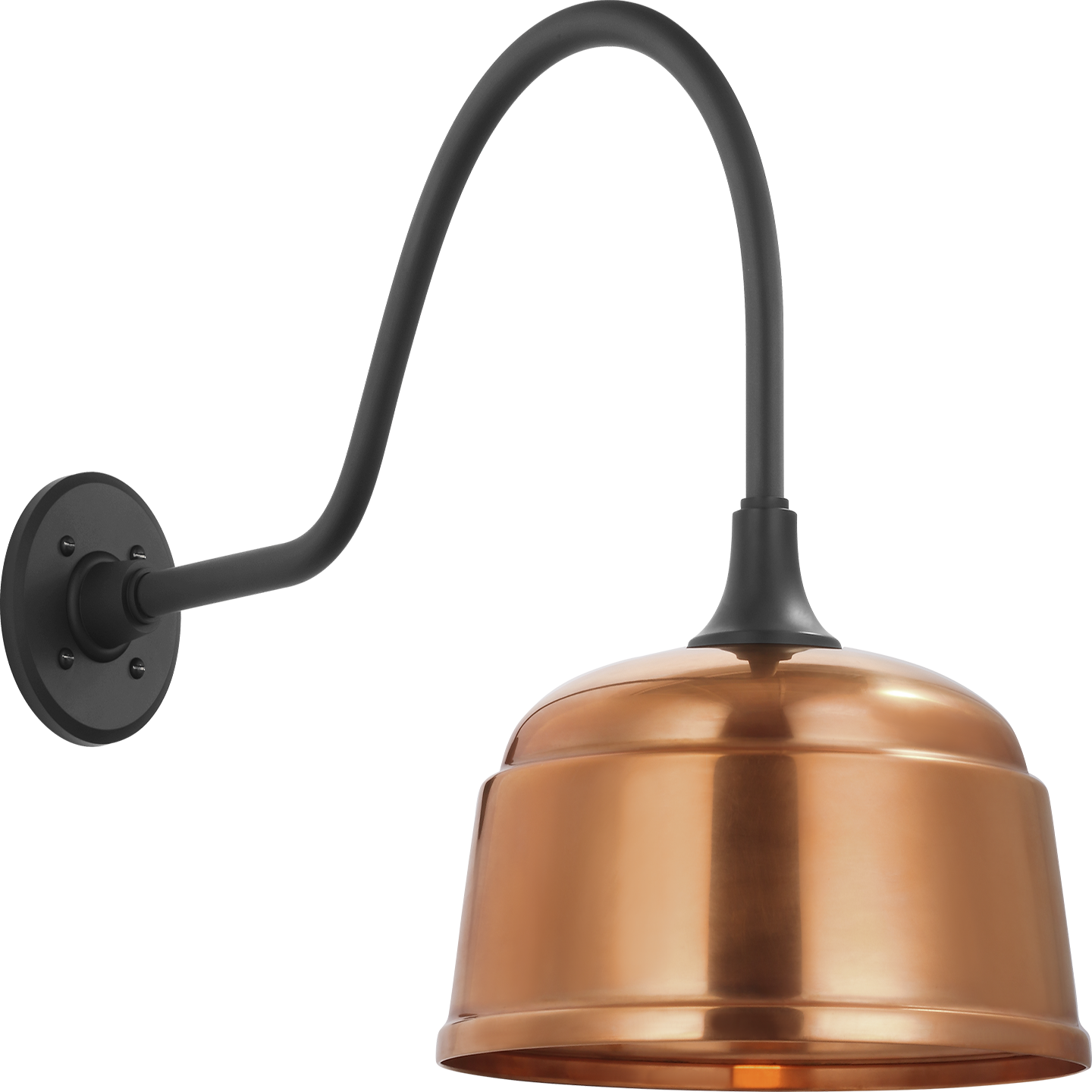 Academy 23" Flynn Barn Light | Matte Black | 12.5 | 12.5" Soft Copper Rockhouse Shade