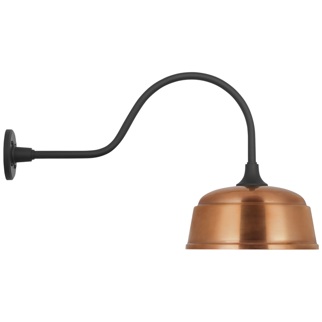 Academy 23" Flynn Barn Light | Matte Black | 12.5 | 12.5" Soft Copper Rockhouse Shade