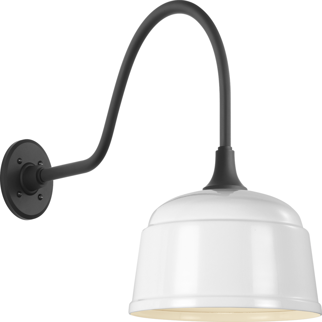 Academy 23" Flynn Barn Light | Matte Black | 12.5 | 12.5" White Rockhouse Shade