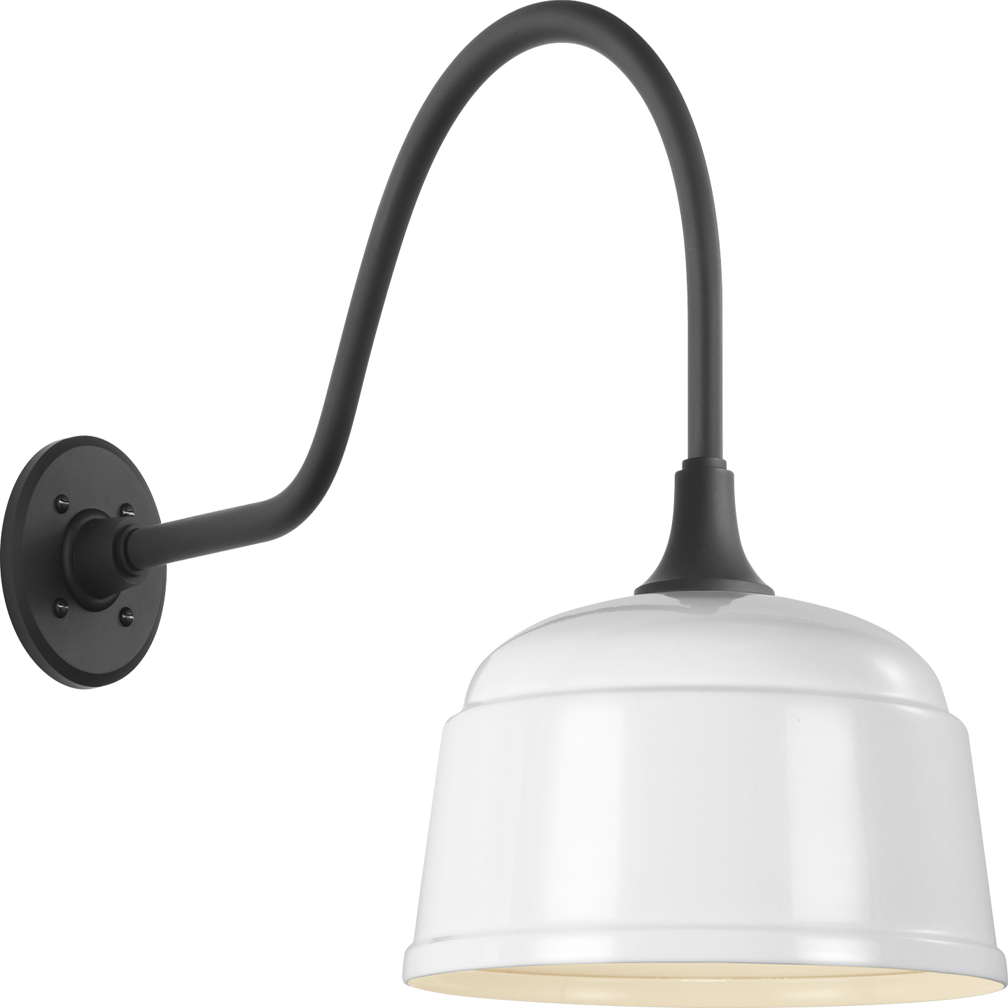 Academy 23" Flynn Barn Light | Matte Black | 12.5 | 12.5" White Rockhouse Shade