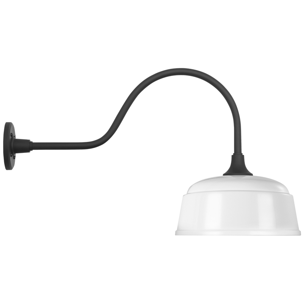 Academy 23" Flynn Barn Light | Matte Black | 12.5 | 12.5" White Rockhouse Shade