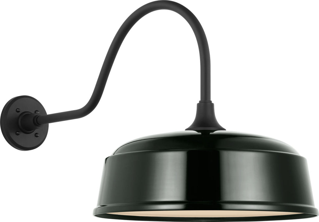 Academy 23" Flynn Barn Light | Matte Black | 16 | 16" Green Rockhouse Shade