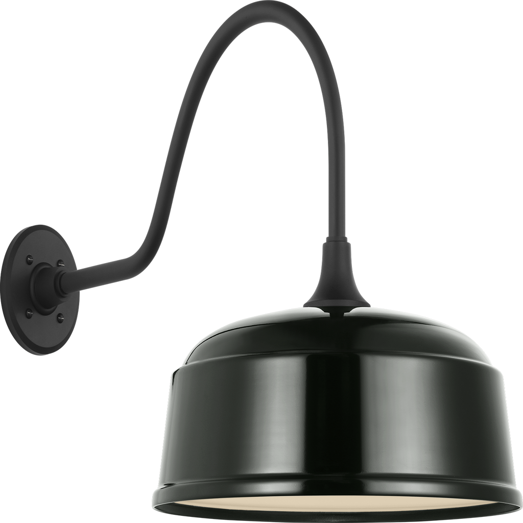 Academy 23" Flynn Barn Light | Matte Black | 16 | 16" Green Rockhouse Shade