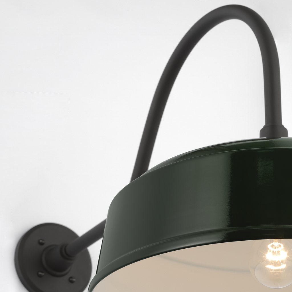 Academy 23" Flynn Barn Light | Matte Black | 16 | 16" Green Rockhouse Shade