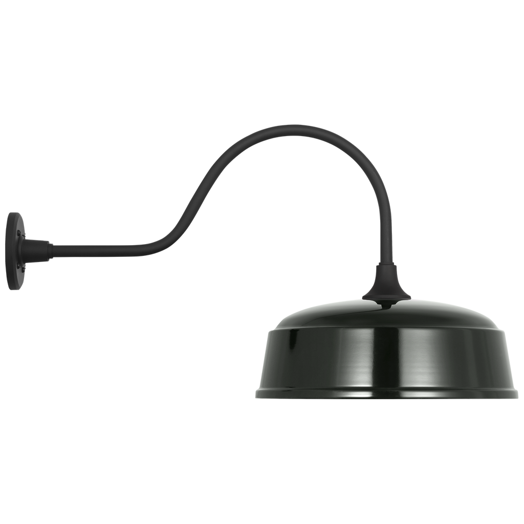Academy 23" Flynn Barn Light | Matte Black | 16 | 16" Green Rockhouse Shade