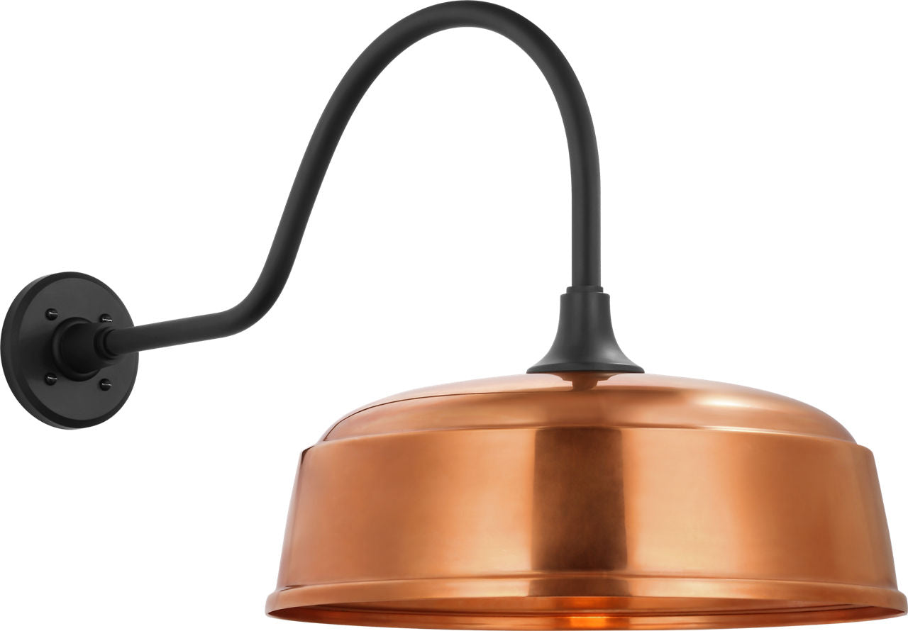 Academy 23" Flynn Barn Light | Matte Black | 16 | 16" Soft Copper Rockhouse Shade